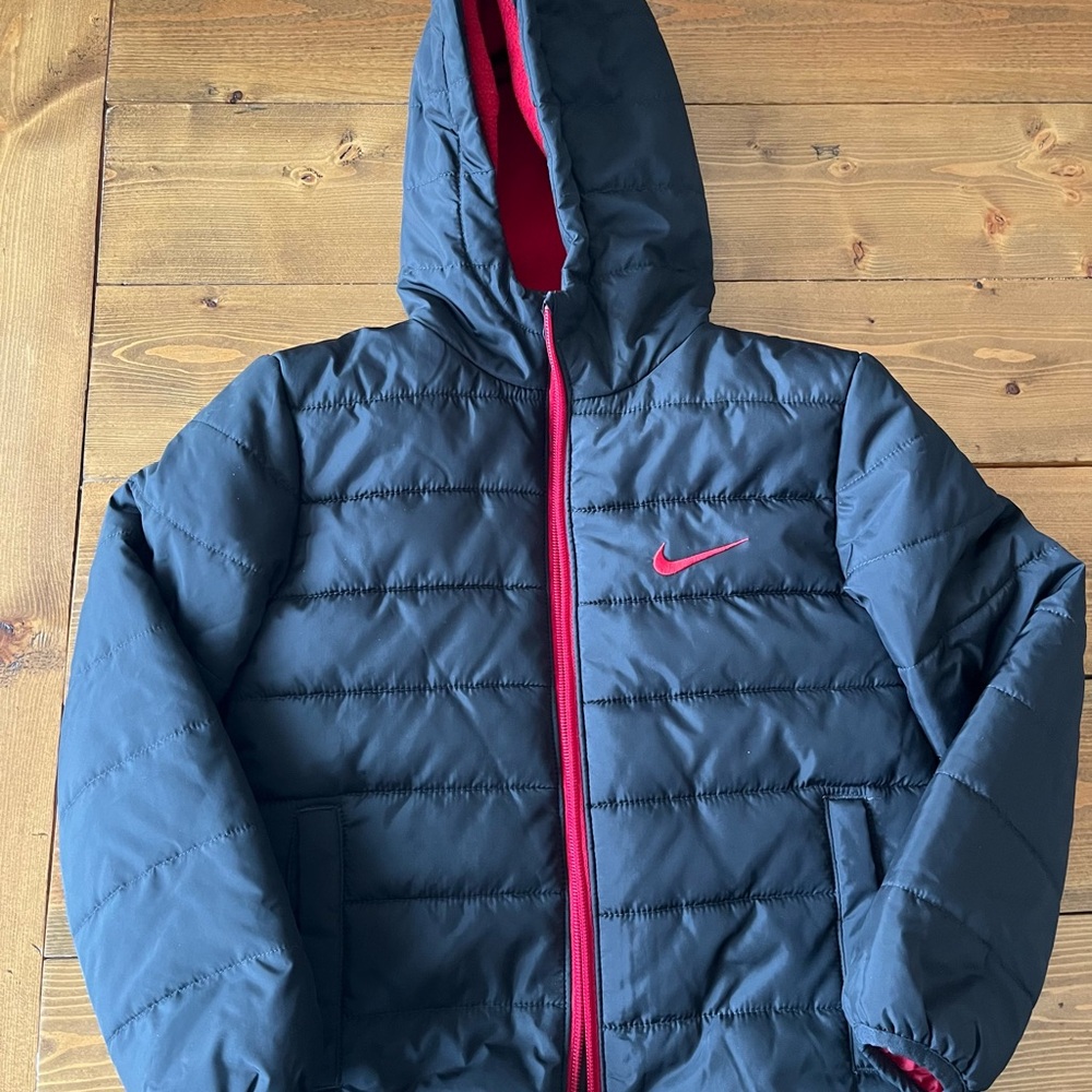 Nike Black and Red Puffer Jacket
